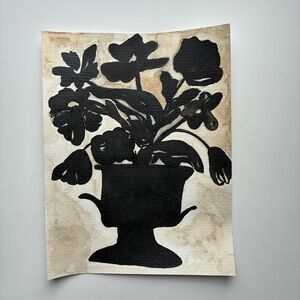 Moody Black Floral Silhouette Art